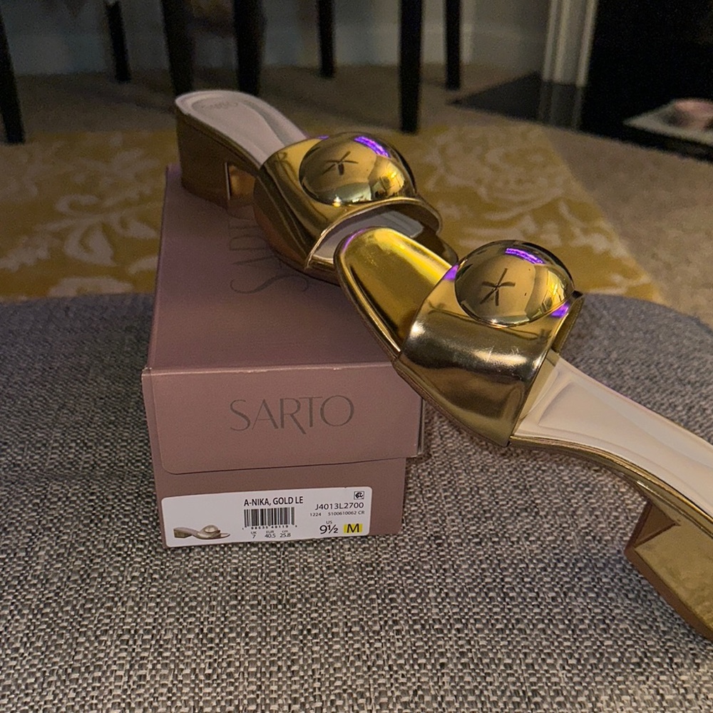 Franco Sarto A-Nika Gold Slide Sandals